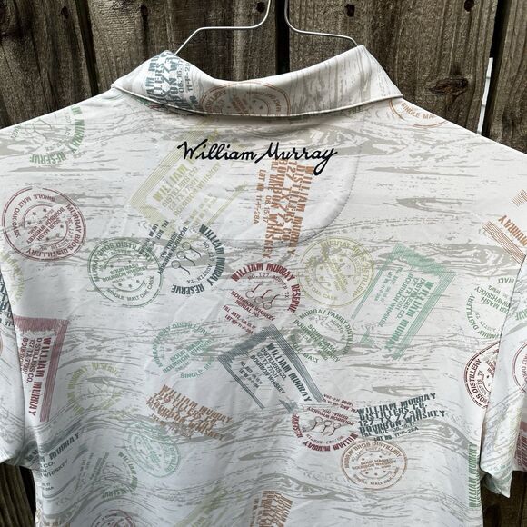 William Murray Golf Polo Men's Medium All Over Print Distillery Whiskey Stamp - Picture 10 of 11